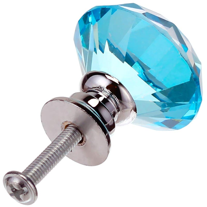 Akstore 10 Pcs Crystal Glass Cabinet Knobs 30mm Diamond Shape Drawer Kitchen Cabinets Dresser Cupboard Wardrobe Pulls Handles (Sky Blue) - Image 4